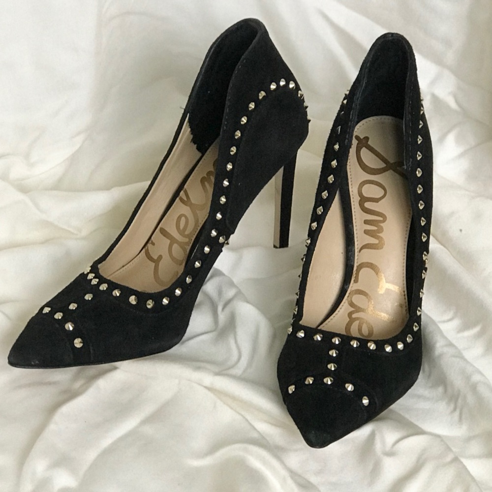 Sam Edelman Black Suede Studded Heels Size 5.5